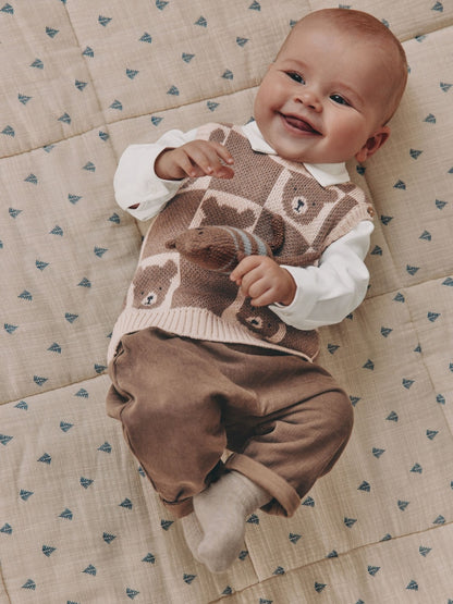 Brown Knit Vest Bodysuit and Trousers Set (0mths-3yrs)