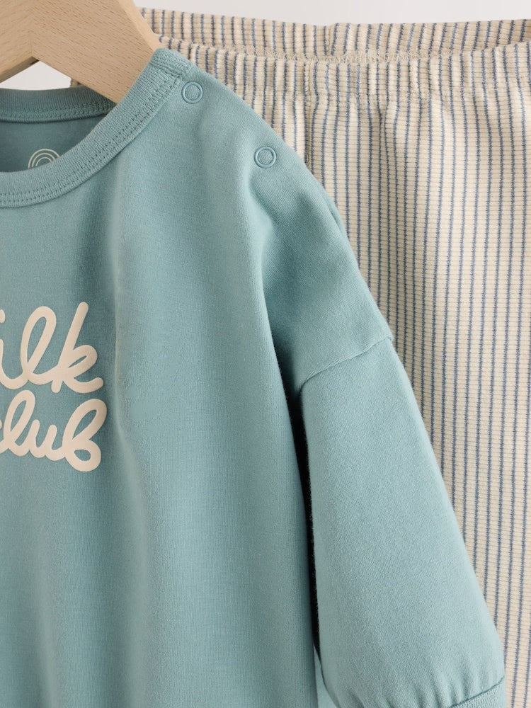 Blue Milk Club Top and Leggings Baby Set (0mths-2yrs)