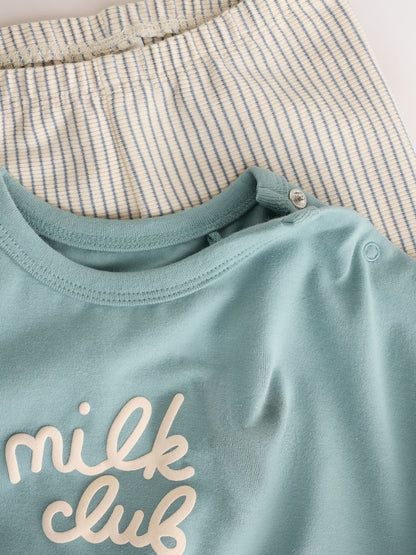Blue Milk Club Top and Leggings Baby Set (0mths-2yrs)