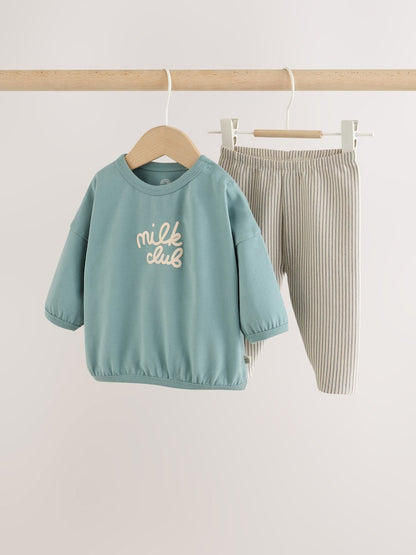 Blue Milk Club Top and Leggings Baby Set (0mths-2yrs)