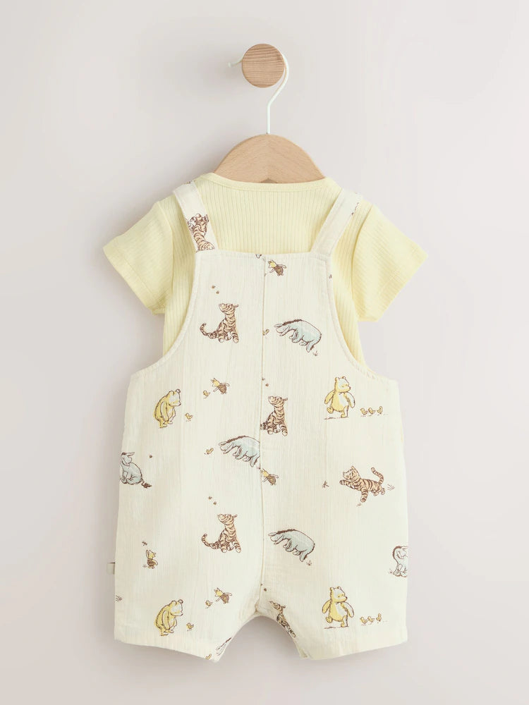 Neutral Winnie The Pooh Baby Dungaree and Bodysuit Set (0mths-2yrs)