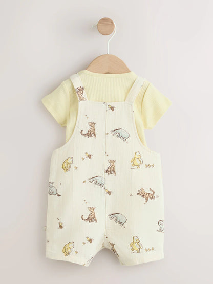 Neutral Winnie The Pooh Baby Dungaree and Bodysuit Set (0mths-2yrs)