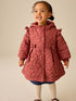 Dark Pink Shower Resistant Skirted Quilted Coat (3mths-7yrs) - Dark Pink / 12-18 Months (80-86cm)