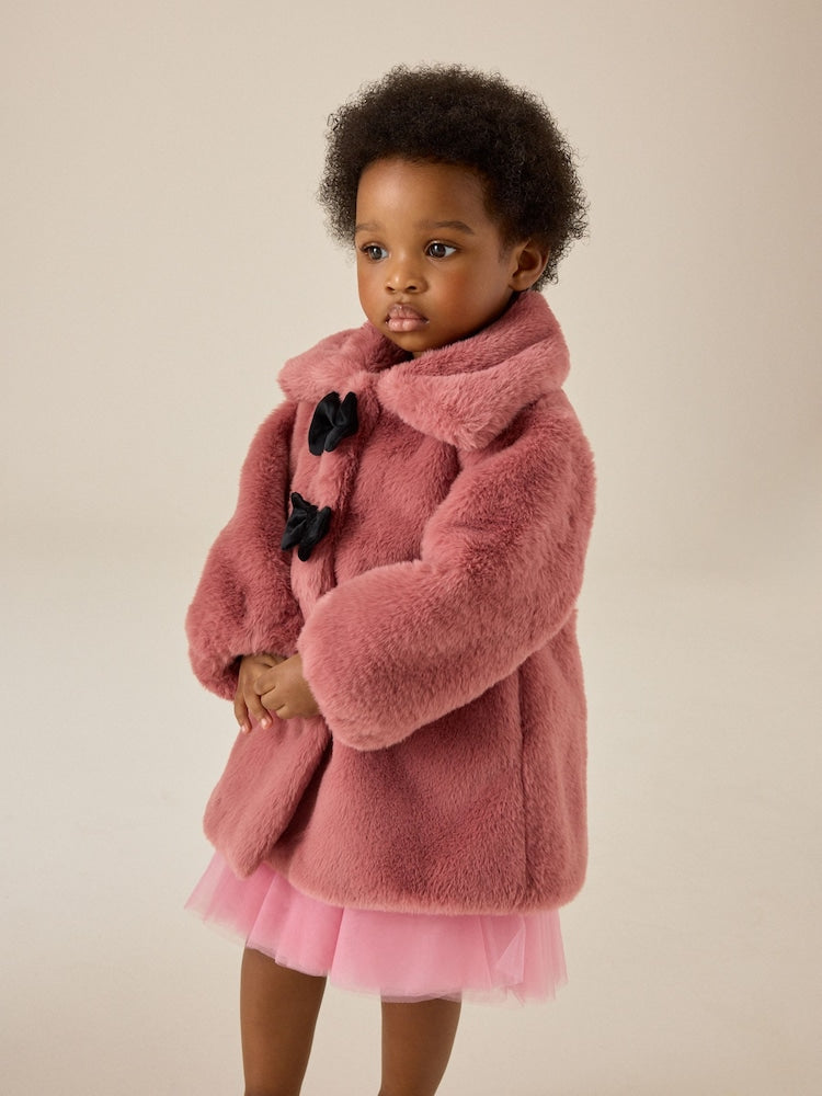 Pink Skirted Faux Fur Coat (12mths-7yrs) - Pink Skirted Faux Fur / 12-18 Months (80-86cm)