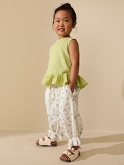 Cream/Pink Floral Ditsy Bloomer Pullon Trousers (3mths-7yrs) - Size 3-6 Months (62-68cm)