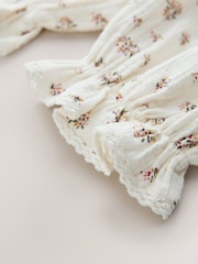 Cream/Pink Floral Ditsy Bloomer Pullon Trousers (3mths-7yrs) - Size 3-6 Months (62-68cm)