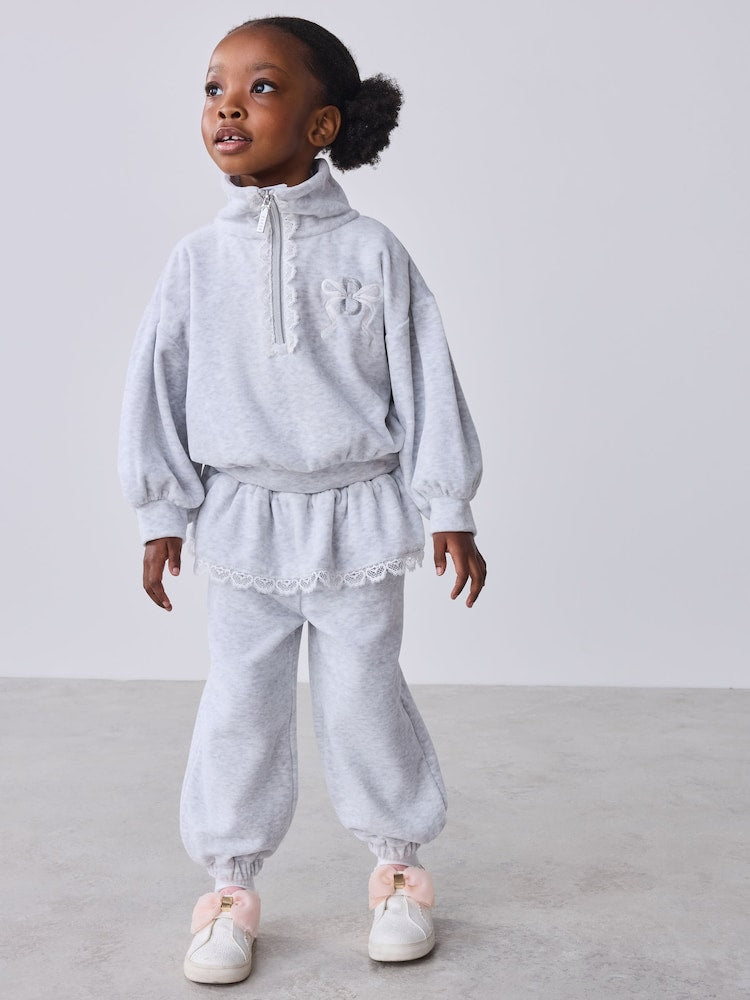 Baker by Ted Baker Grey Velour Peplum Sweat Top &amp; Barrel Leg Joggers Set 2 Piece