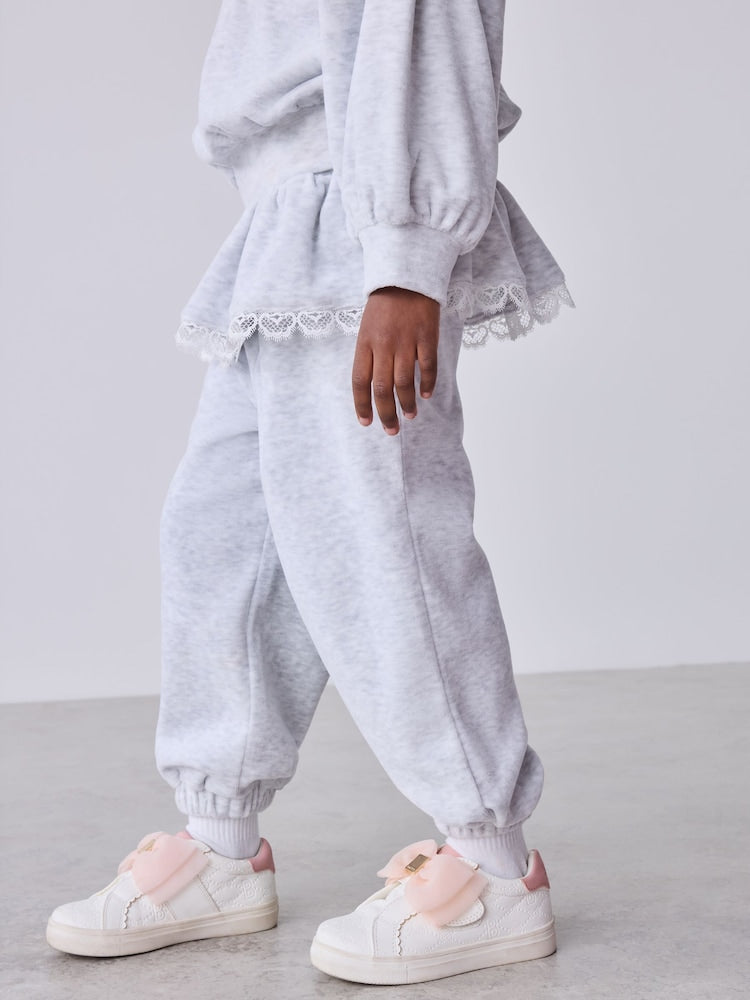 Baker by Ted Baker Grey Velour Peplum Sweat Top &amp; Barrel Leg Joggers Set 2 Piece