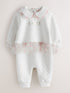Baker by Ted Baker White Quilted Peplum Mesh Romper - White / Up To 3 Months (50 - 62cm)