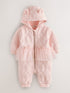 Baker by Ted Baker Blush Pink B Jacquard Quilted Mesh Peplum Pramsuit