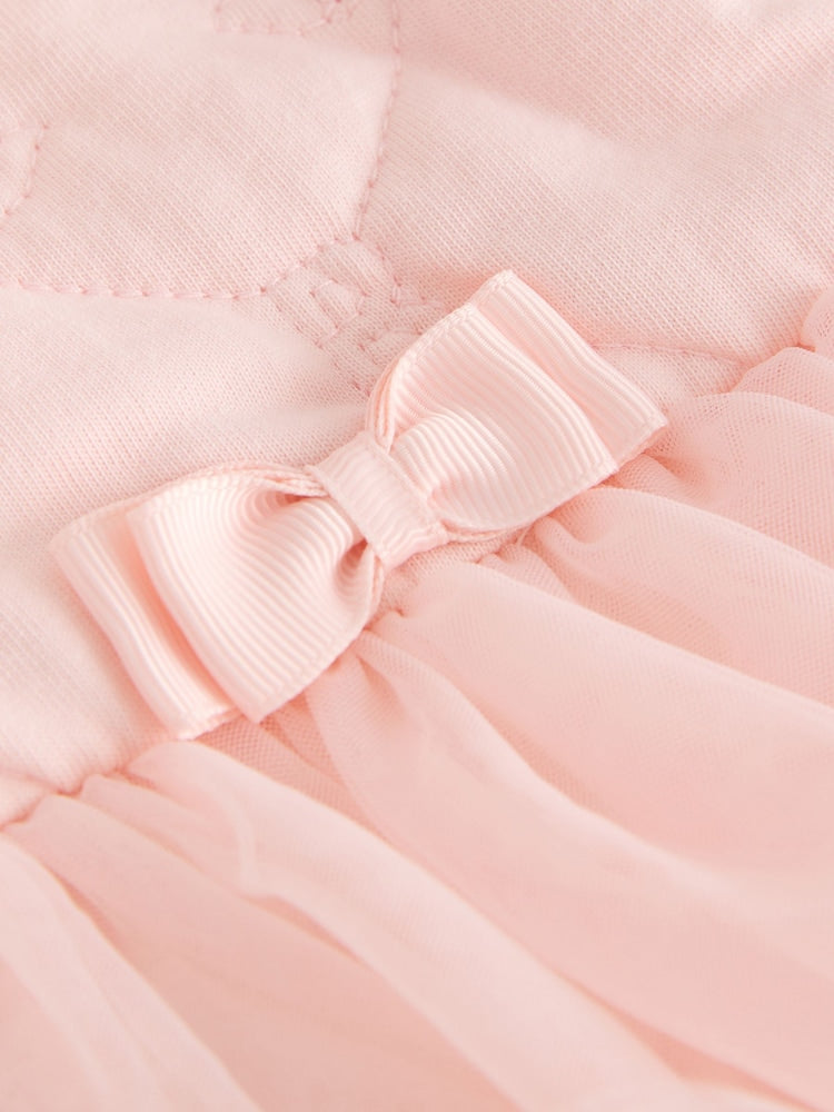 Baker by Ted Baker Blush Pink B Jacquard Quilted Mesh Peplum Pramsuit