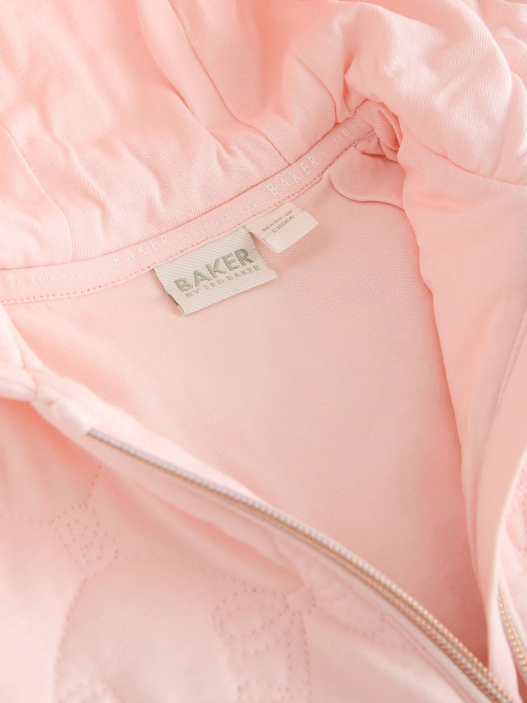 Baker by Ted Baker Blush Pink B Jacquard Quilted Mesh Peplum Pramsuit