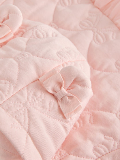 Baker by Ted Baker Blush Pink B Jacquard Quilted Mesh Peplum Pramsuit
