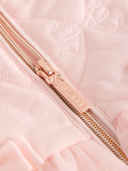 Baker by Ted Baker Blush Pink B Jacquard Quilted Mesh Peplum Pramsuit