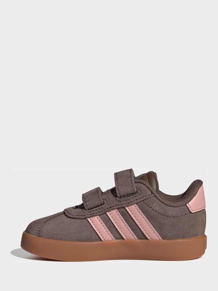 adidas Brown/Pink VL Court 3.0 Hook and Loop Infant Trainers