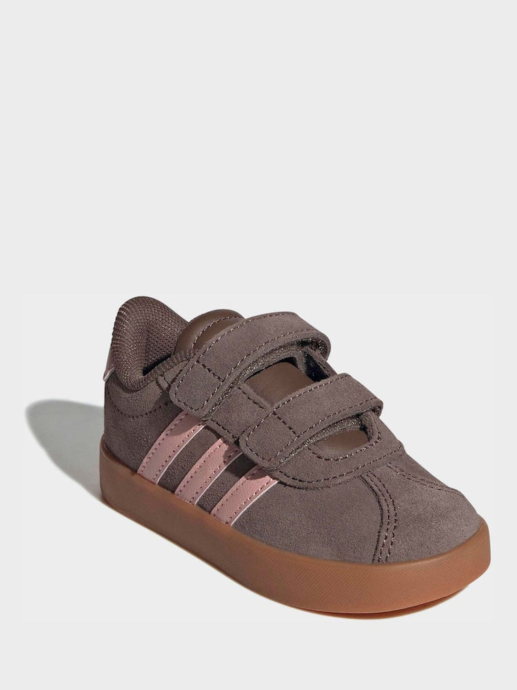 adidas Brown/Pink VL Court 3.0 Hook and Loop Infant Trainers