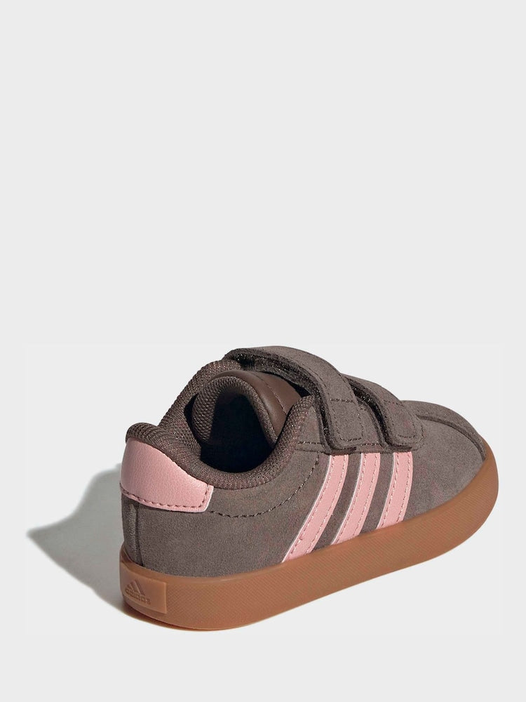 adidas Brown/Pink VL Court 3.0 Hook and Loop Infant Trainers