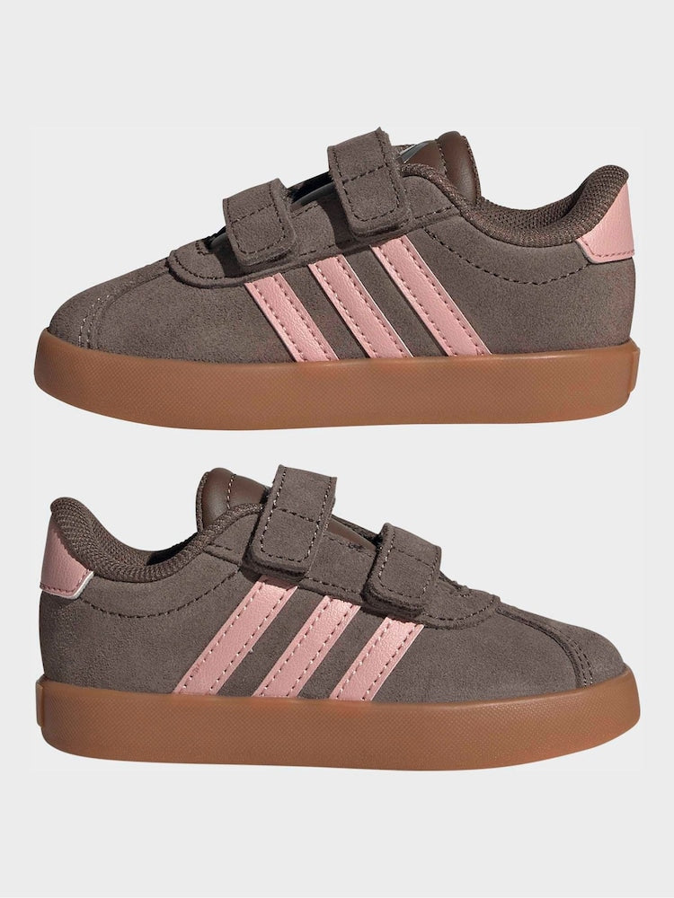 adidas Brown/Pink VL Court 3.0 Hook and Loop Infant Trainers