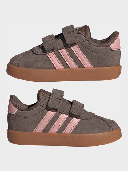 adidas Brown/Pink VL Court 3.0 Hook and Loop Infant Trainers