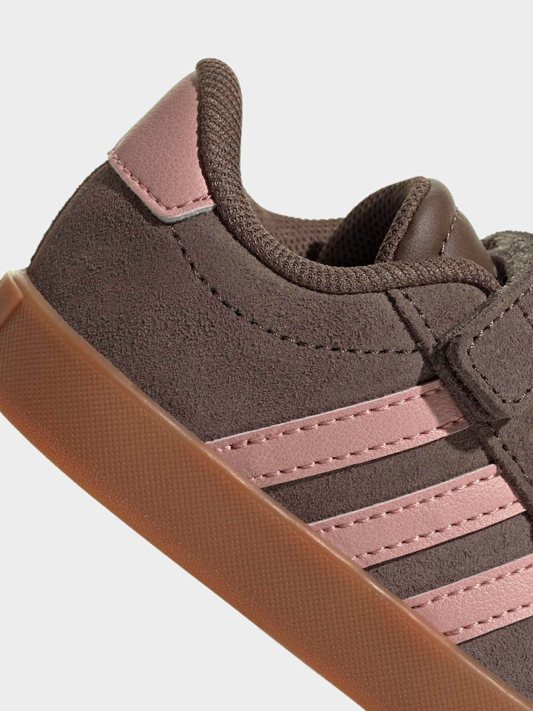 adidas Brown/Pink VL Court 3.0 Hook and Loop Infant Trainers
