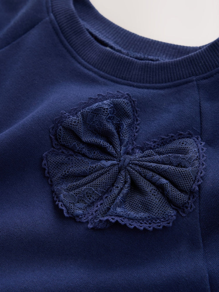 Navy Bow Long Sleeve Sweat
