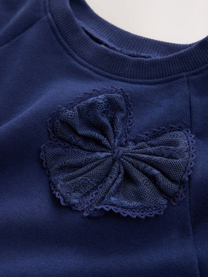 Navy Bow Long Sleeve Sweat
