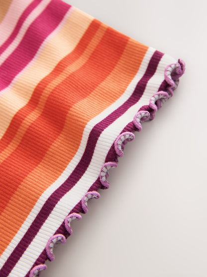 Purple/Pink Stripe Rib Long Sleeve T-Shirt (3mths-7yrs)