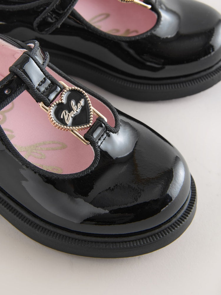 Baker by Ted Baker Back to School Patent T-Bar Chunky Mary Jane Black Shoes