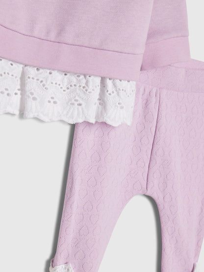 River Island Purple Broderie Sweatshirt &amp; Leggings Set
