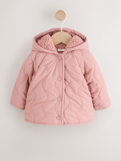 Pink Quilted Puffer Baby Jacket (0mths-2yrs) - Up to 1 Month (50-56cm)