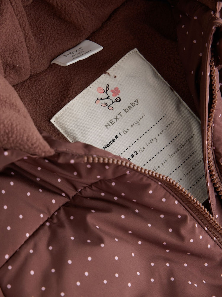 Brown Spotted Hooded Padded Baby Jacket (0mths-2yrs)