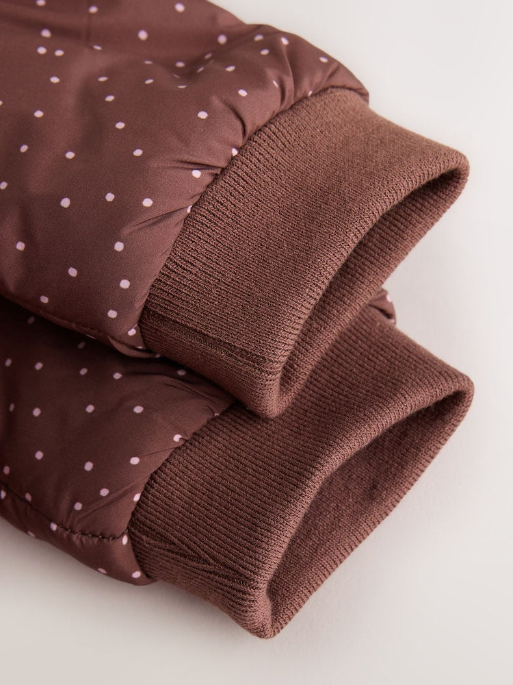 Brown Spotted Hooded Padded Baby Jacket (0mths-2yrs)