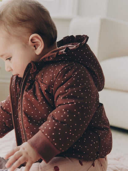 Brown Spotted Hooded Padded Baby Jacket (0mths-2yrs)