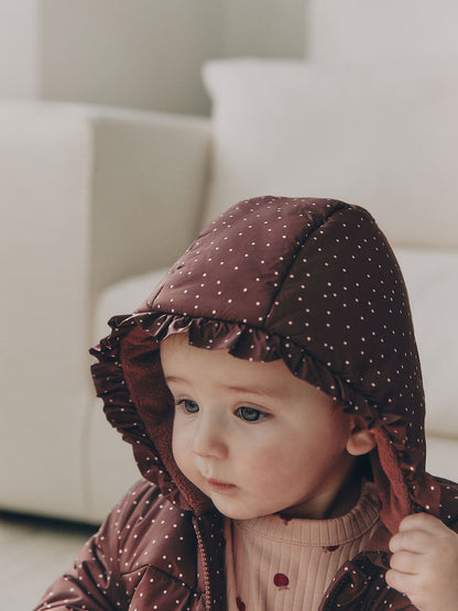 Brown Spotted Hooded Padded Baby Jacket (0mths-2yrs)