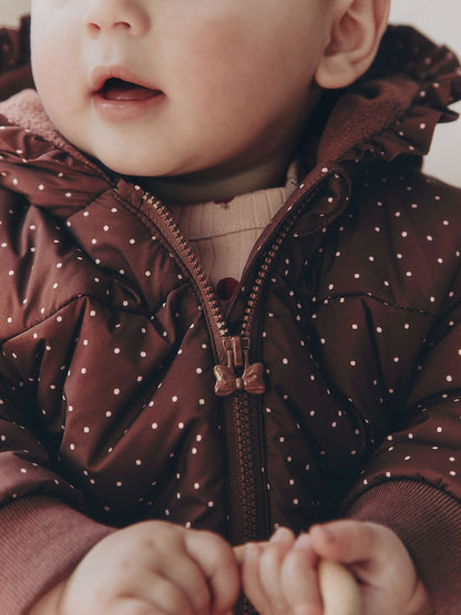 Brown Spotted Hooded Padded Baby Jacket (0mths-2yrs)