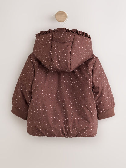 Brown Spotted Hooded Padded Baby Jacket (0mths-2yrs)