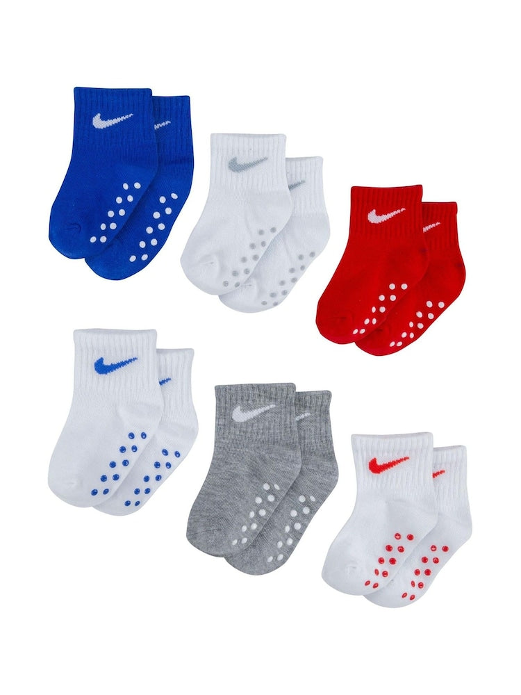 Nike Blue NHN Pop Color Ankle Gripper Socks 6 Pack - Size 6-12 Months (68-80cm)