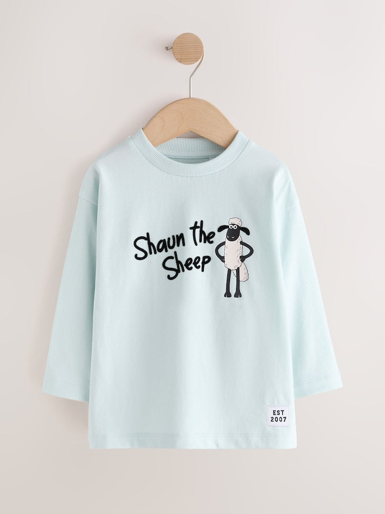 Pale Blue Shaun The Sheep Long Sleeve T-Shirt (3mths-7yrs) - Pale Blue Shaun The Sheep Long Sleeve / 12-18 Months (80-86cm)