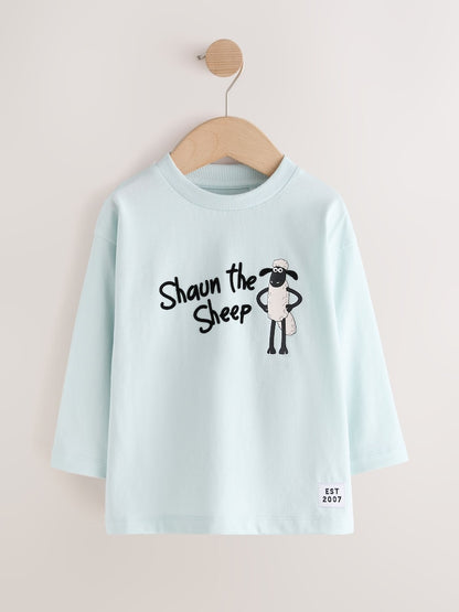 Pale Blue Shaun The Sheep Long Sleeve T-Shirt (3mths-7yrs) - Pale Blue Shaun The Sheep Long Sleeve / 12-18 Months (80-86cm)