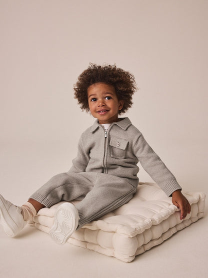 Neutral Knitted Zip Up Cardigan and Joggers Set (3mths-7yrs)