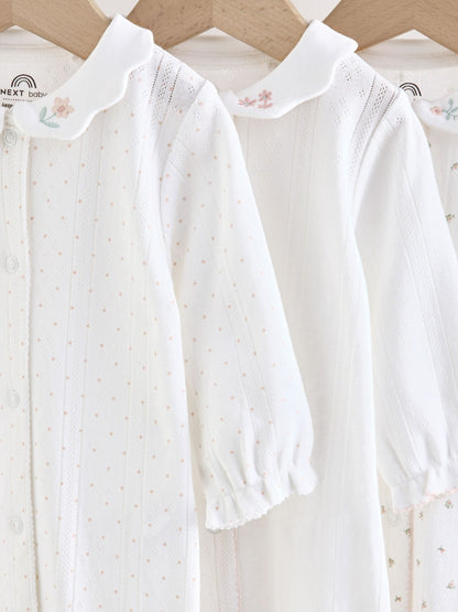 White Collar Baby Sleepsuits 3 Pack (0-2yrs)
