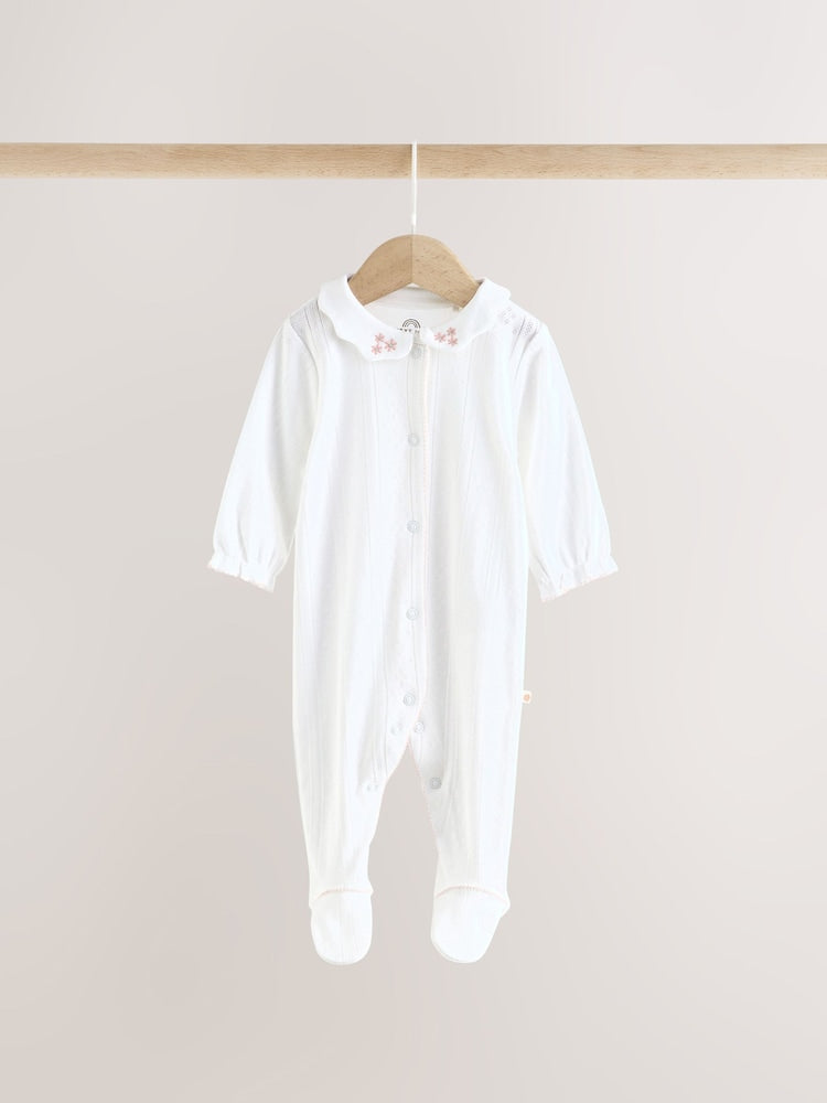 White Collar Baby Sleepsuits 3 Pack (0-2yrs)