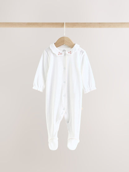 White Collar Baby Sleepsuits 3 Pack (0-2yrs)