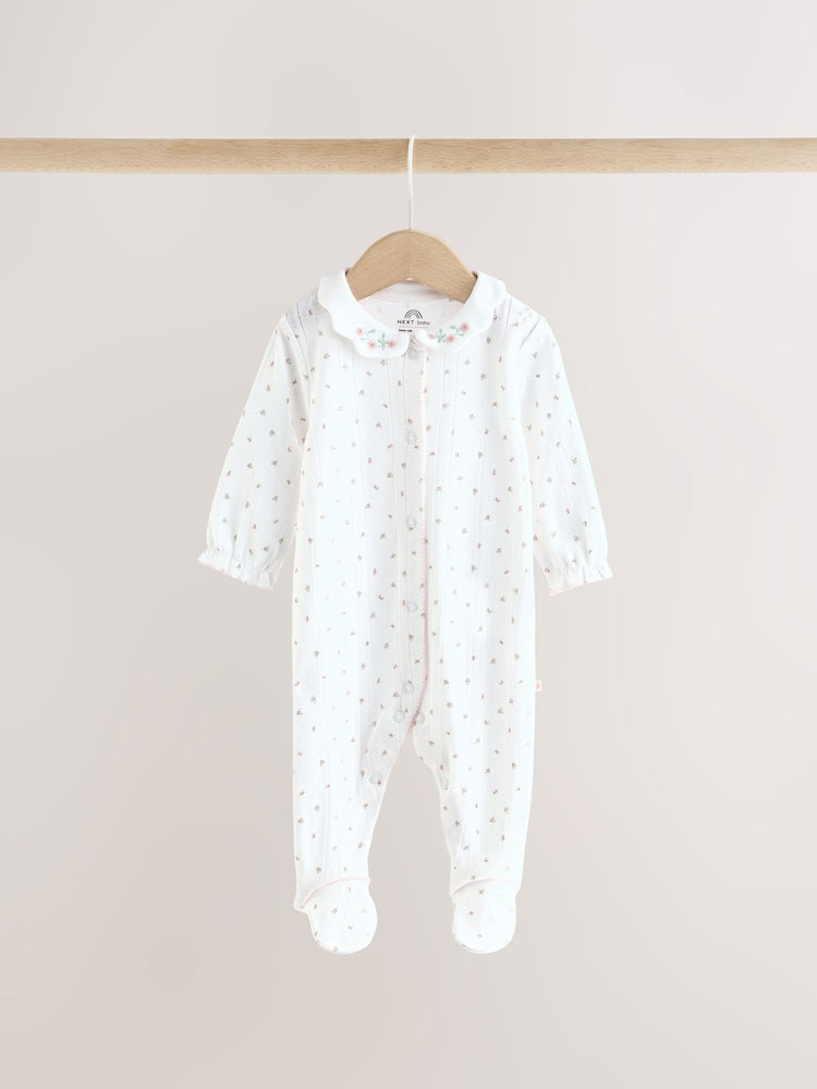 White Collar Baby Sleepsuits 3 Pack (0-2yrs)