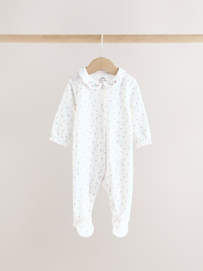 White Collar Baby Sleepsuits 3 Pack (0-2yrs)