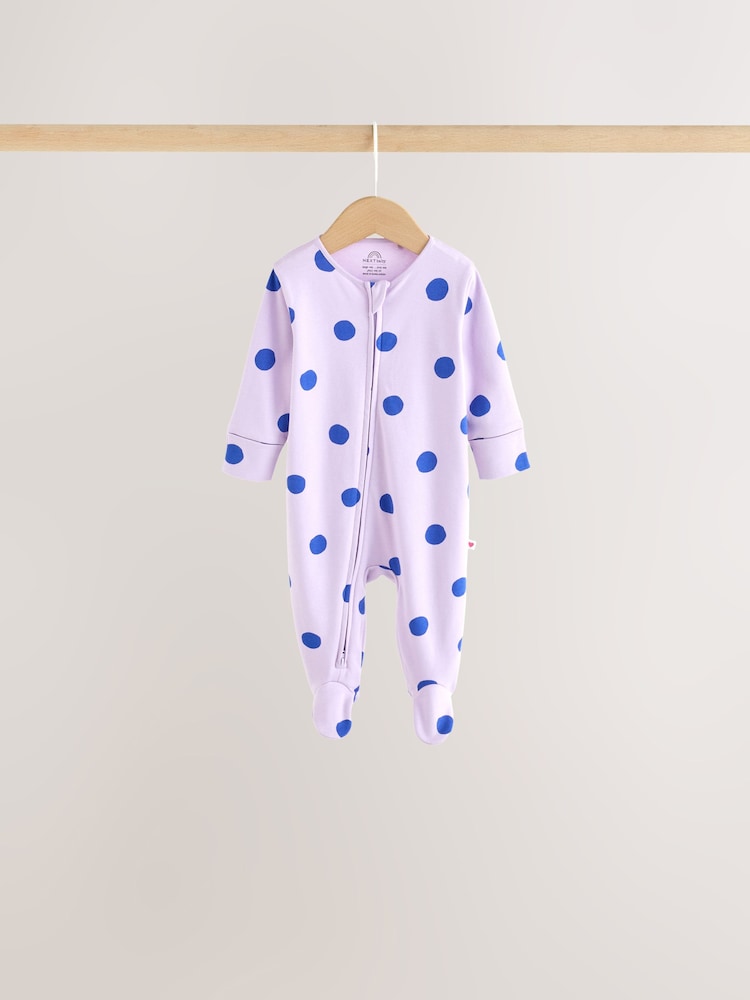 Purple/Pink Two Way Zip Baby Sleepsuits 5 Pack (0-2yrs) - Size 50cm (First Size)