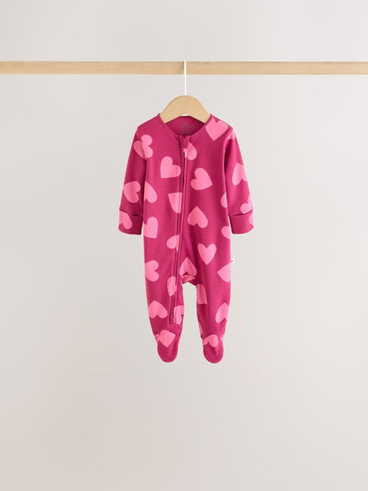 Purple/Pink Two Way Zip Baby Sleepsuits 5 Pack (0mths-2yrs)