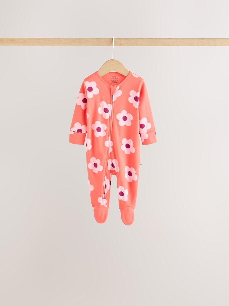 Purple/Pink Two Way Zip Baby Sleepsuits 5 Pack (0mths-2yrs)