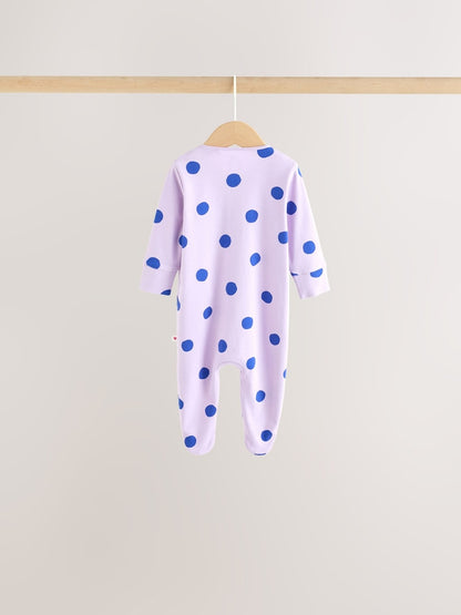 Purple/Pink Two Way Zip Baby Sleepsuits 5 Pack (0mths-2yrs)