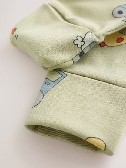 Yellow Farm Animals Two Way Zip Baby Sleepsuits 3 Pack (0mths-2yrs)